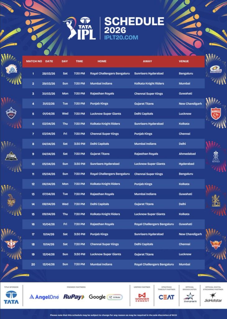 “IPL 2026 Full Schedule PDF OUT 🔥 Download Now”