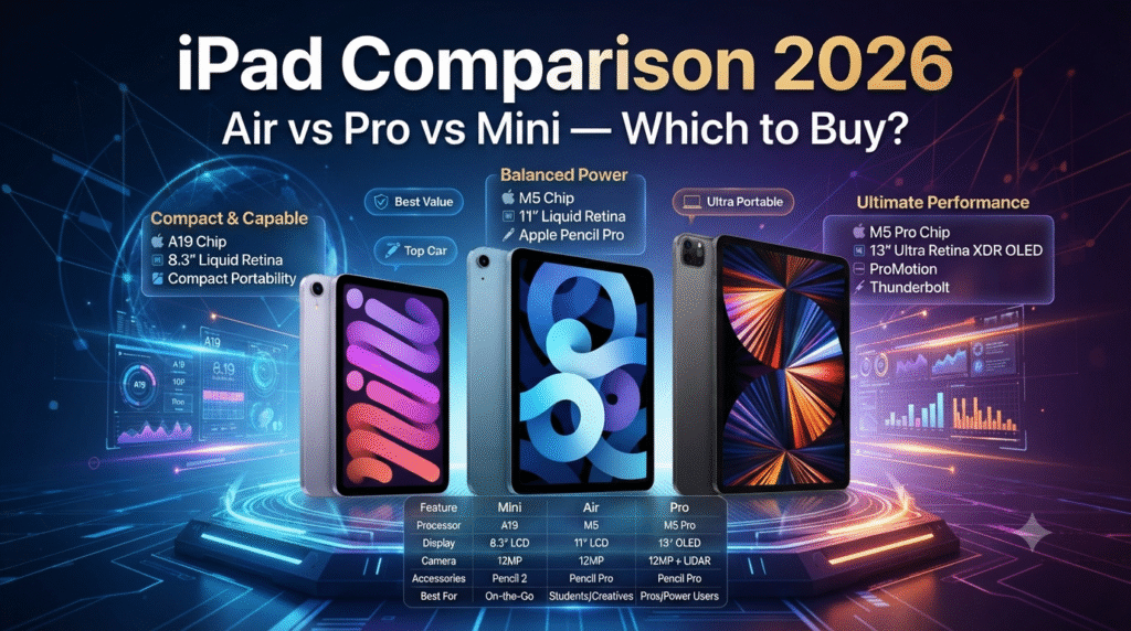 iPad Comparison 2026: Air vs Pro vs Mini — Which to Buy